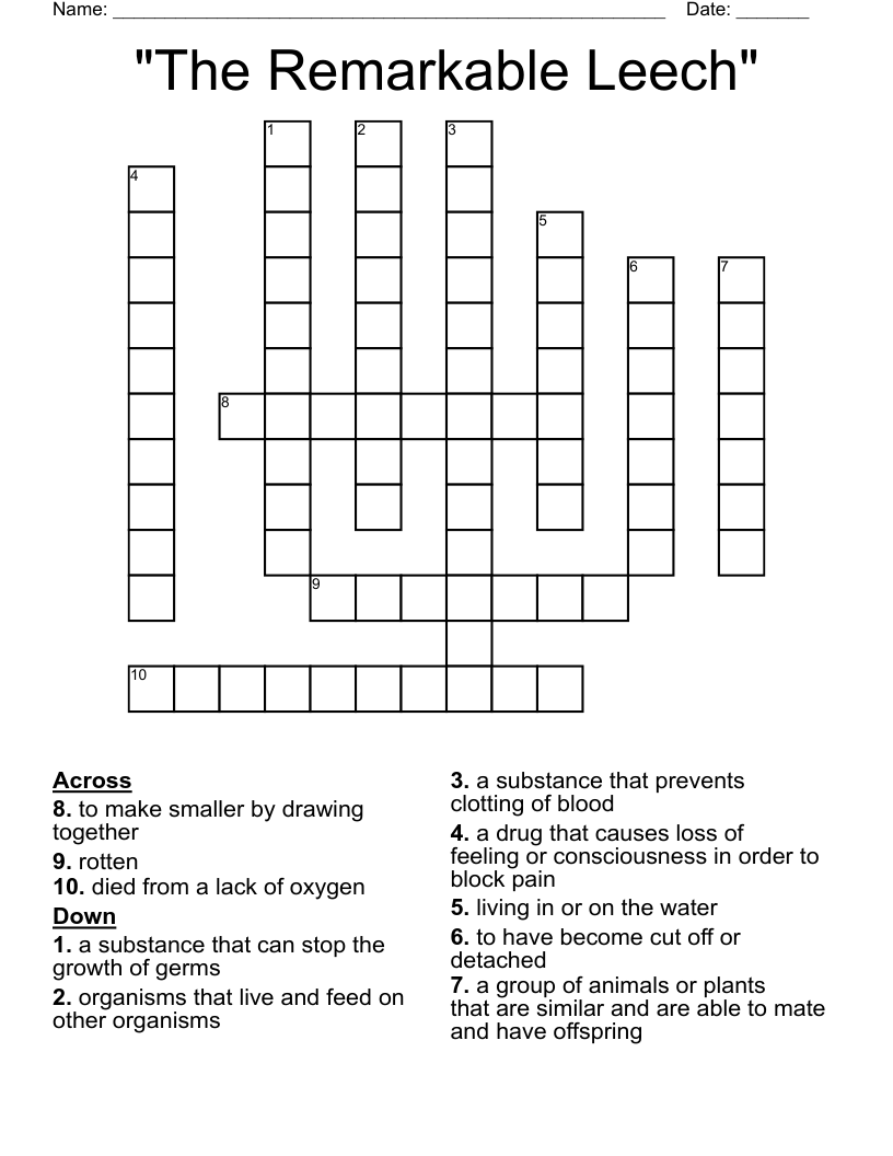 "The Remarkable Leech" Crossword