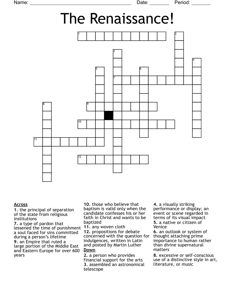 The Renaissance! Crossword