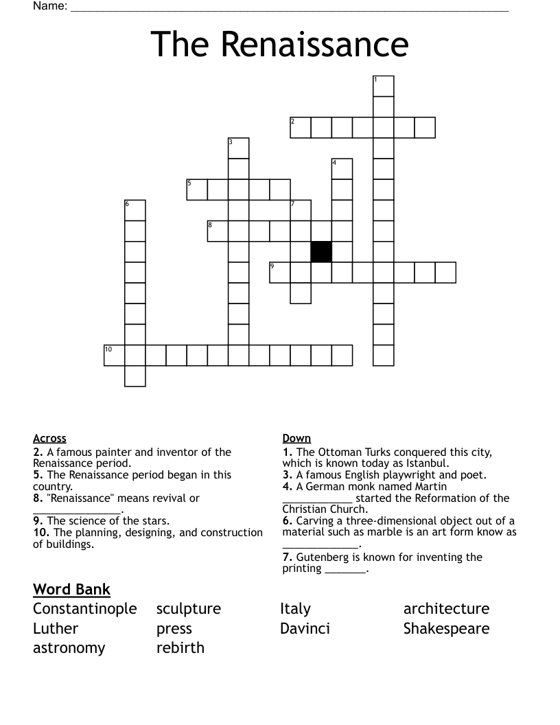 The Renaissance Crossword