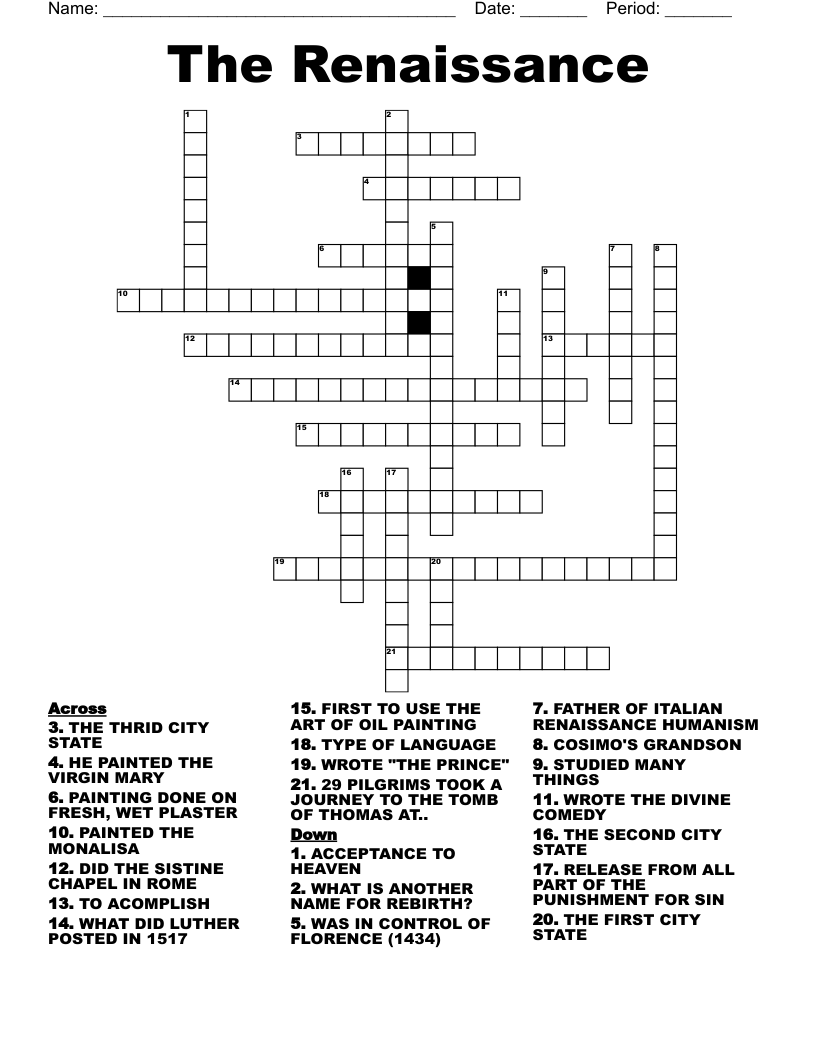 The Renaissance Crossword