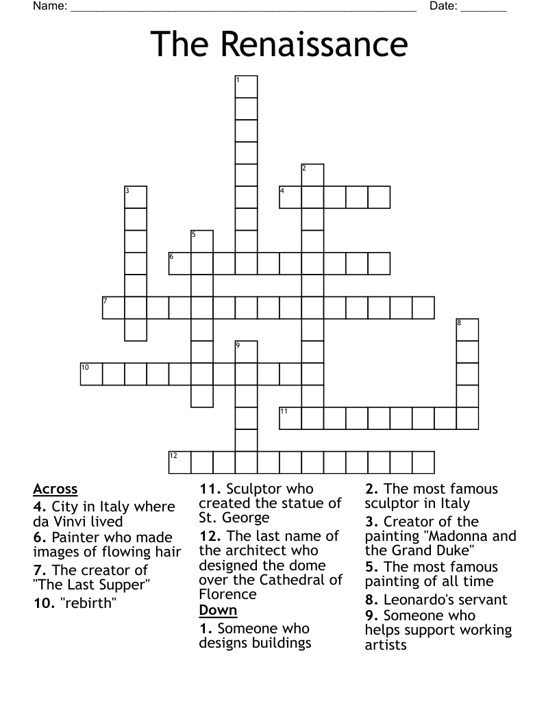 The Renaissance Crossword