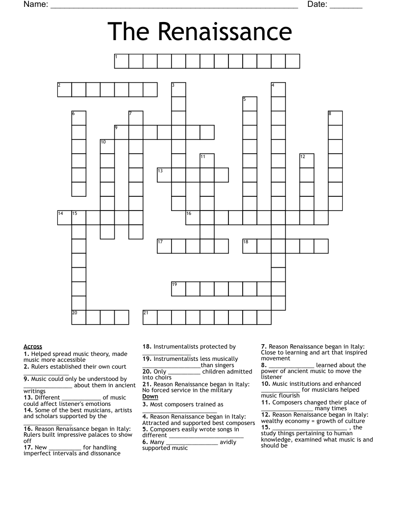 The Renaissance Crossword