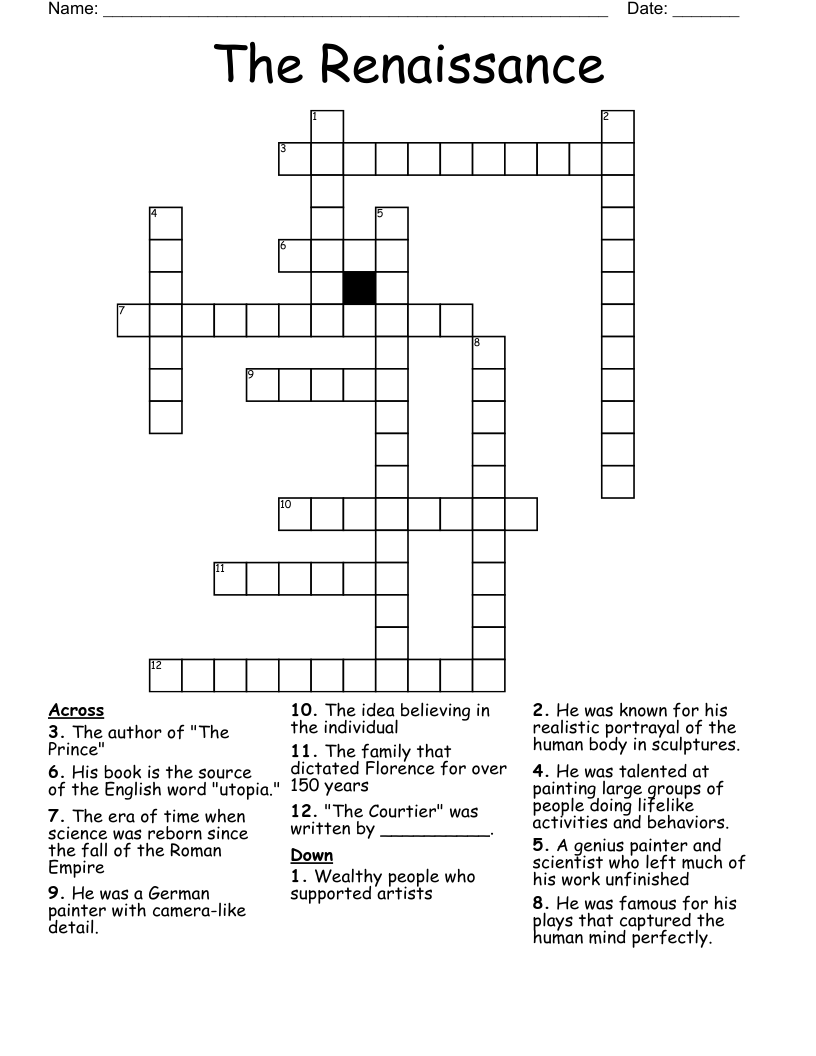 The Renaissance Crossword