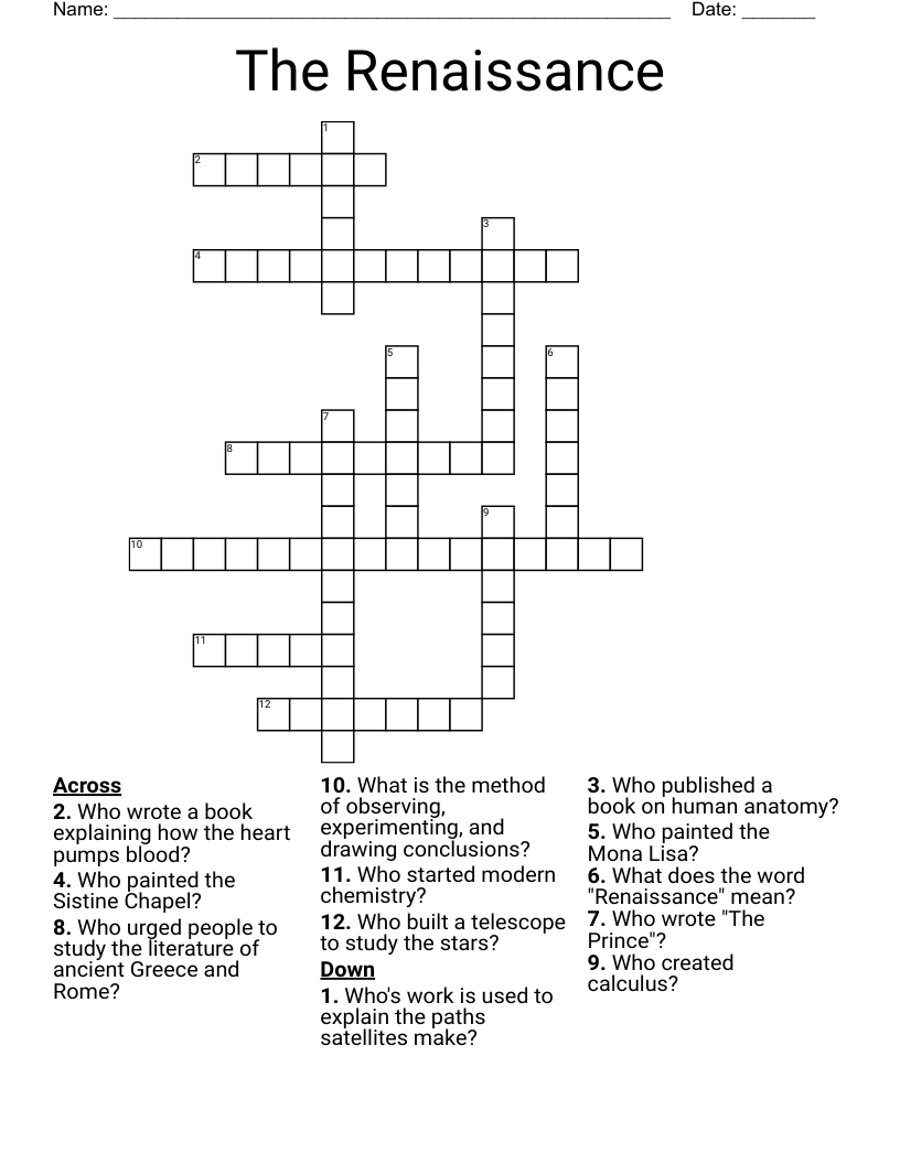 The Renaissance Crossword