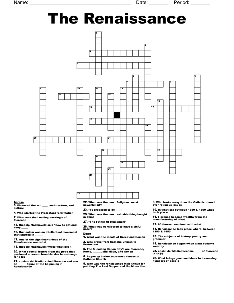 The Renaissance Crossword
