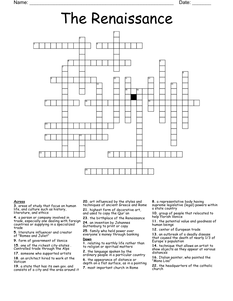 The Renaissance Crossword