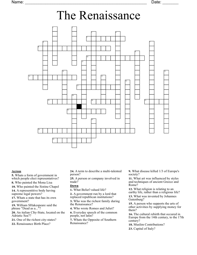 The Renaissance Crossword