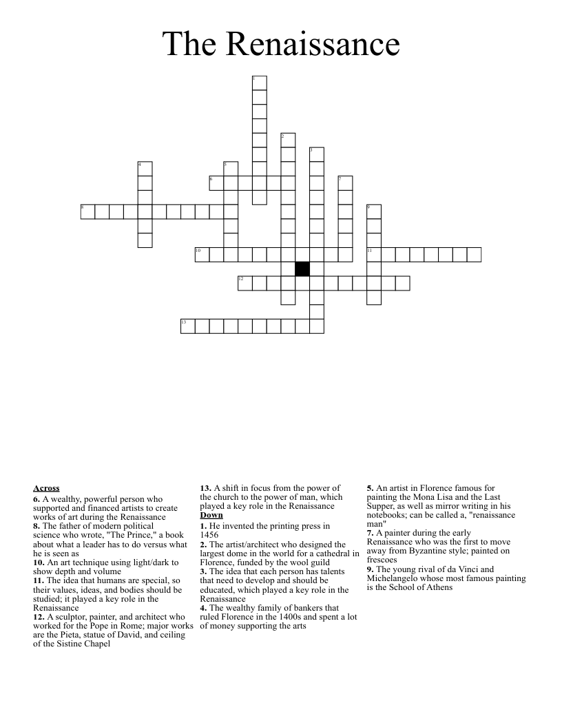 The Renaissance Crossword