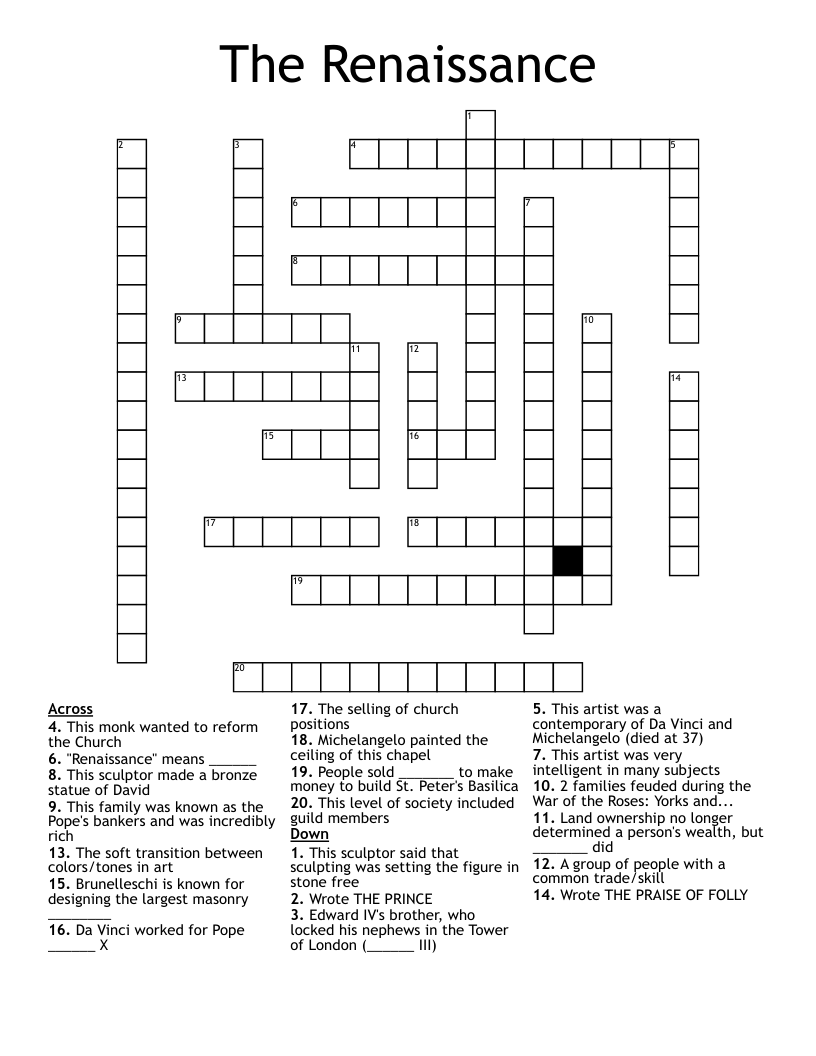 The Renaissance Crossword