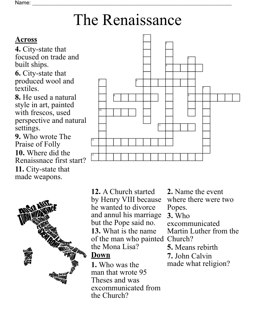 The Renaissance   Crossword