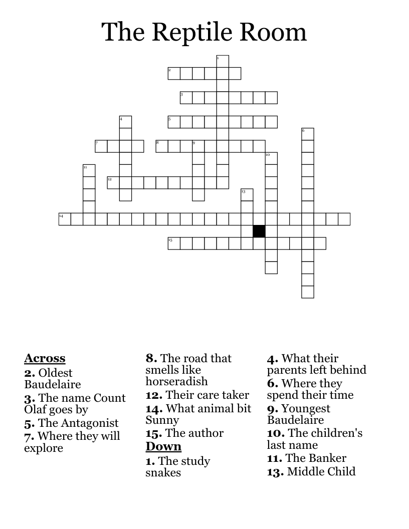 The Reptile Room Crossword