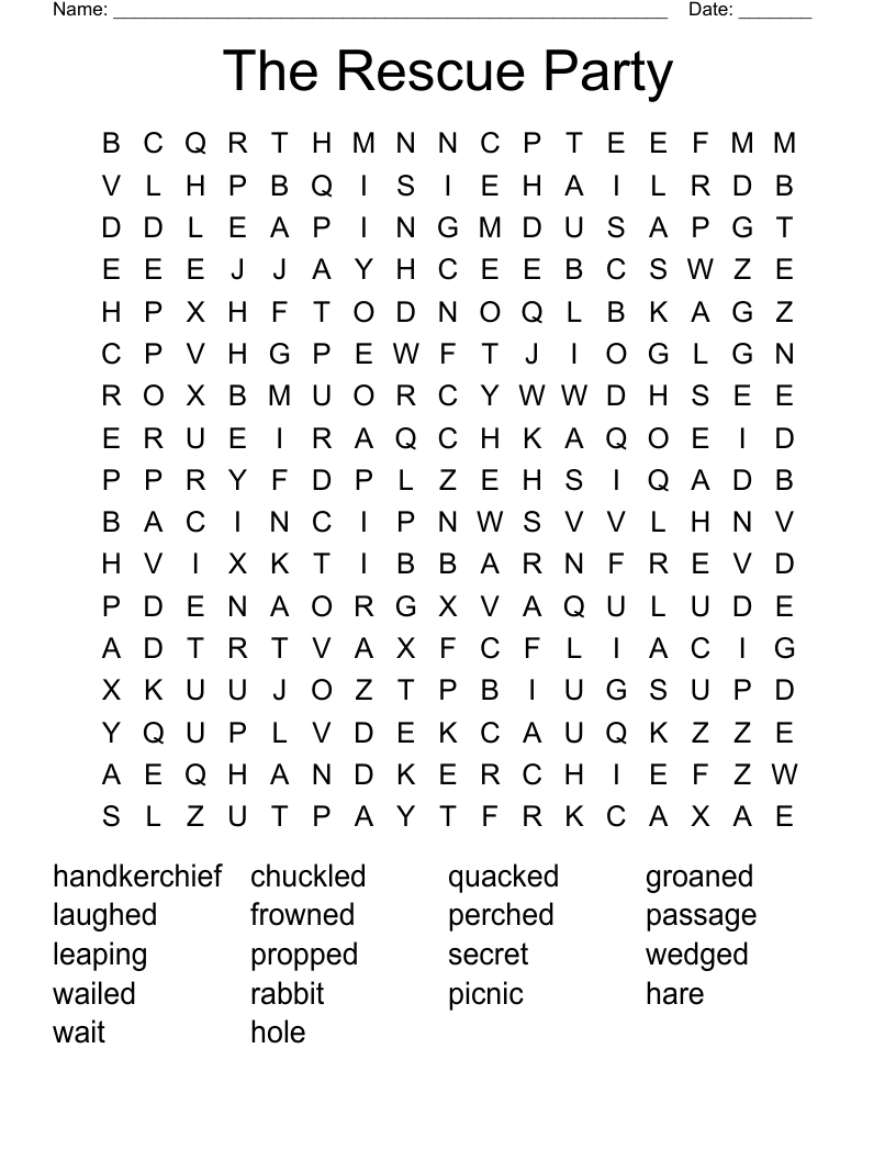 The Rescue Party Word Search