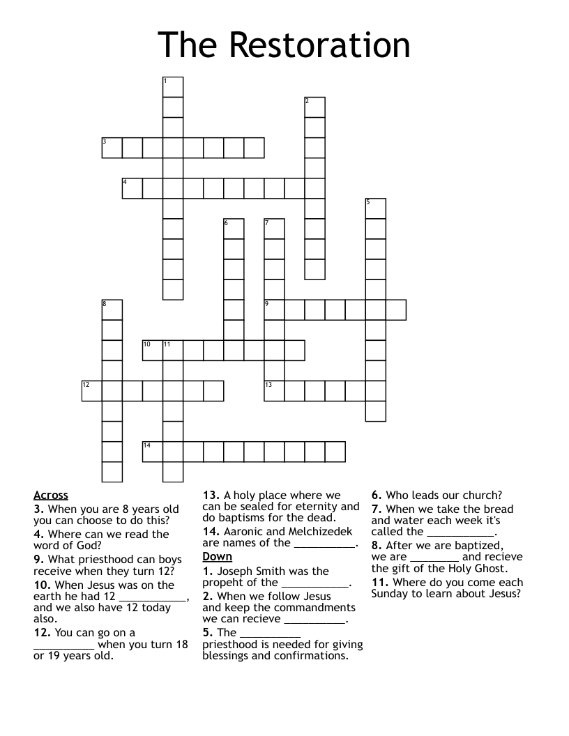 The Restoration Crossword
