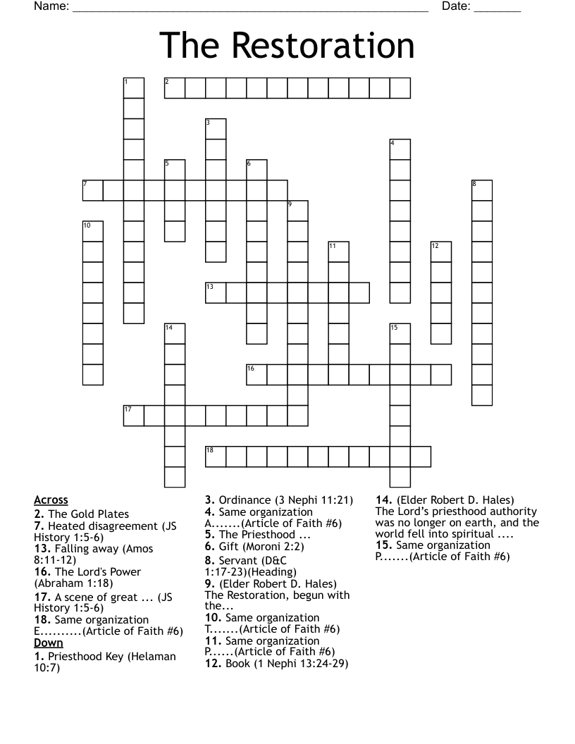 The Restoration Crossword