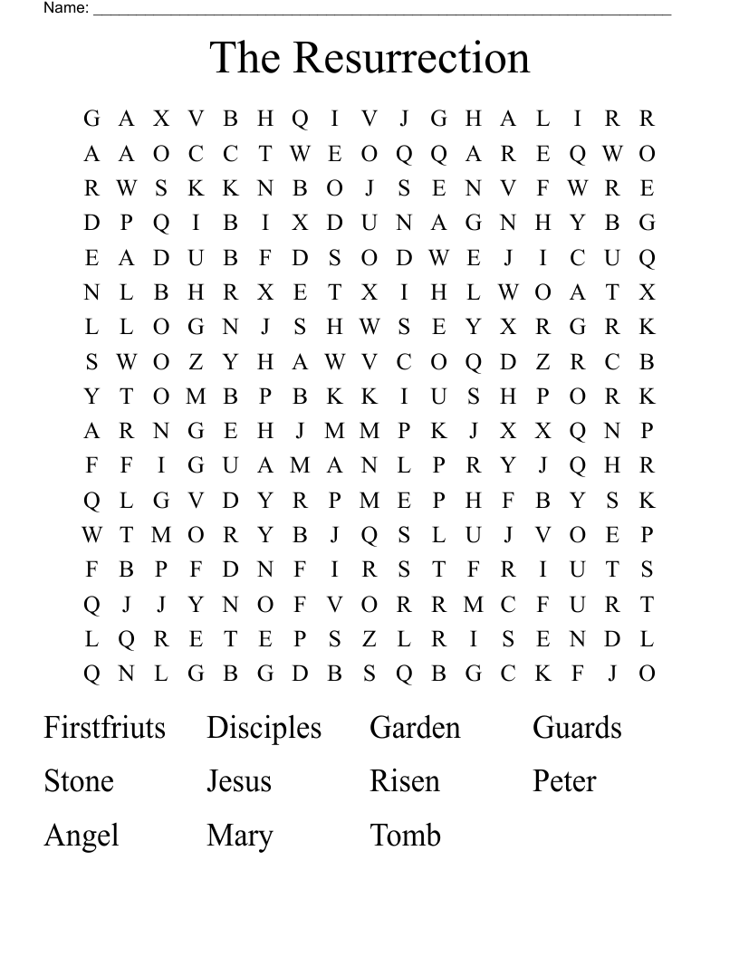 The Resurrection  Word Search