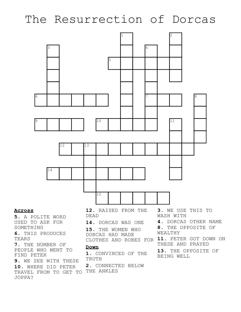 The Resurrection of Dorcas Crossword