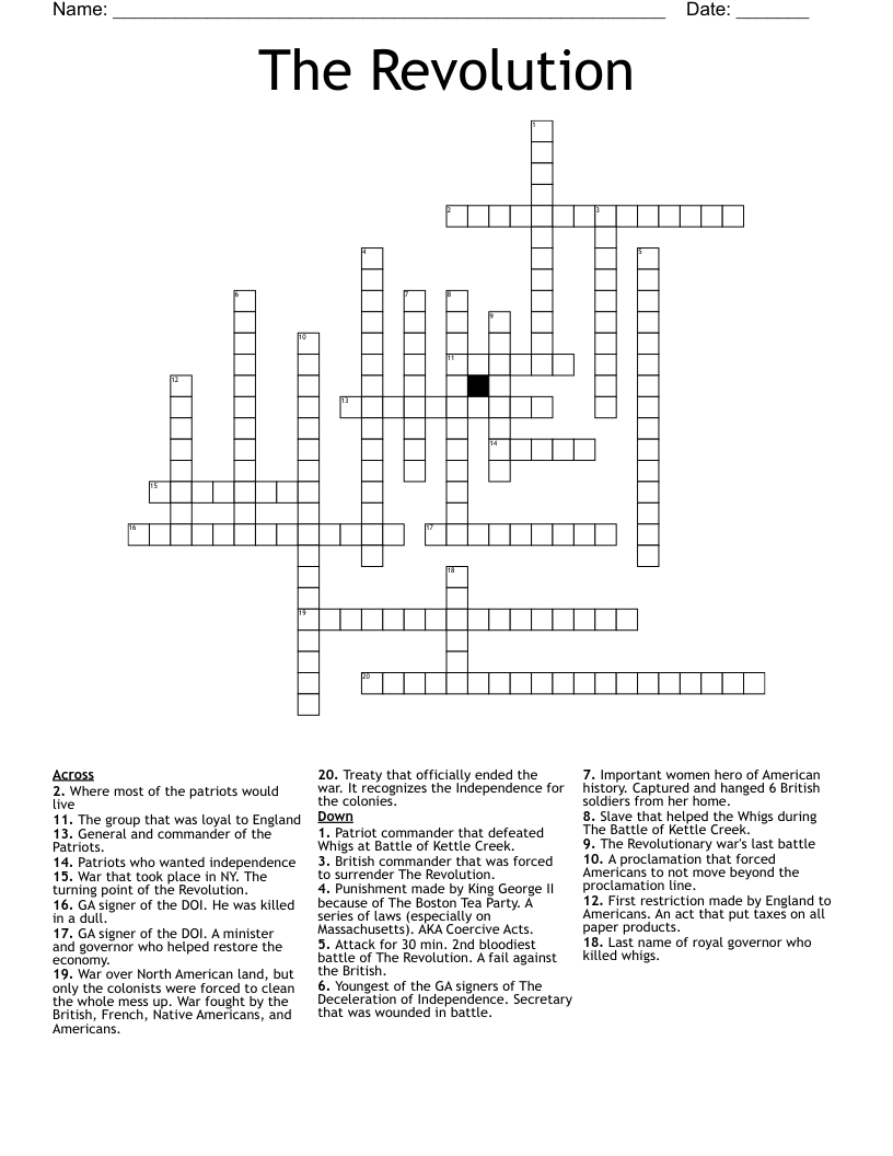 The Revolution Crossword