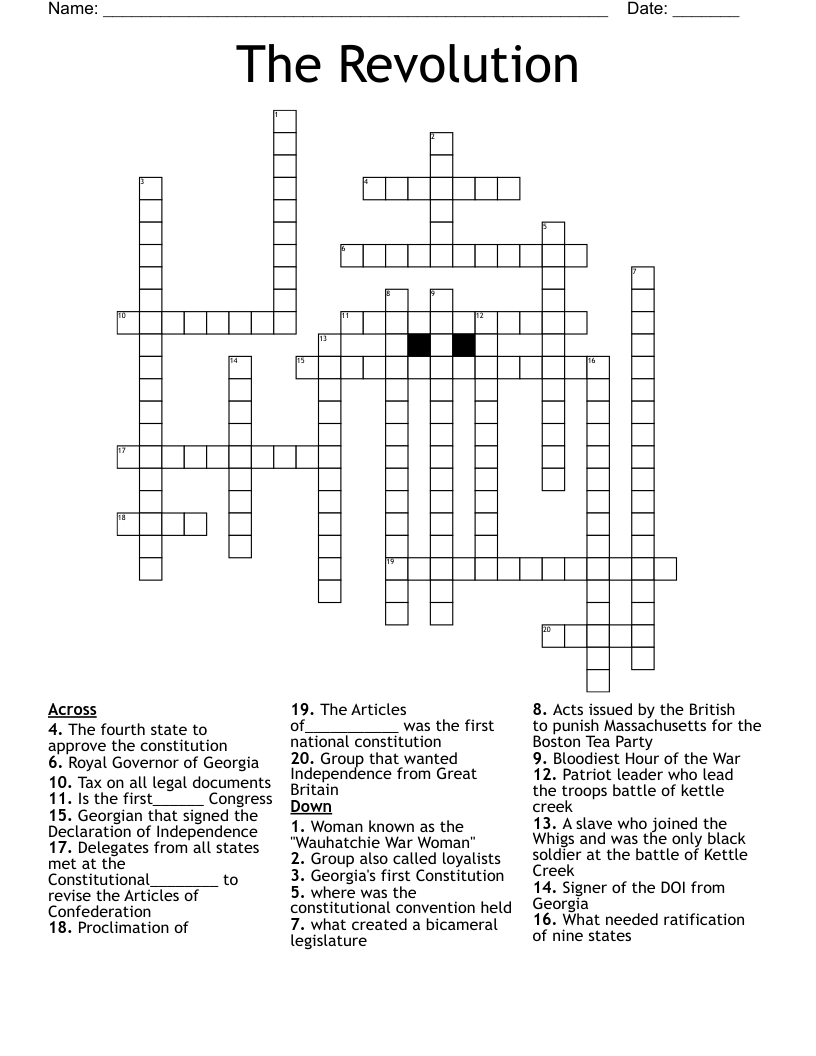 The Revolution  Crossword