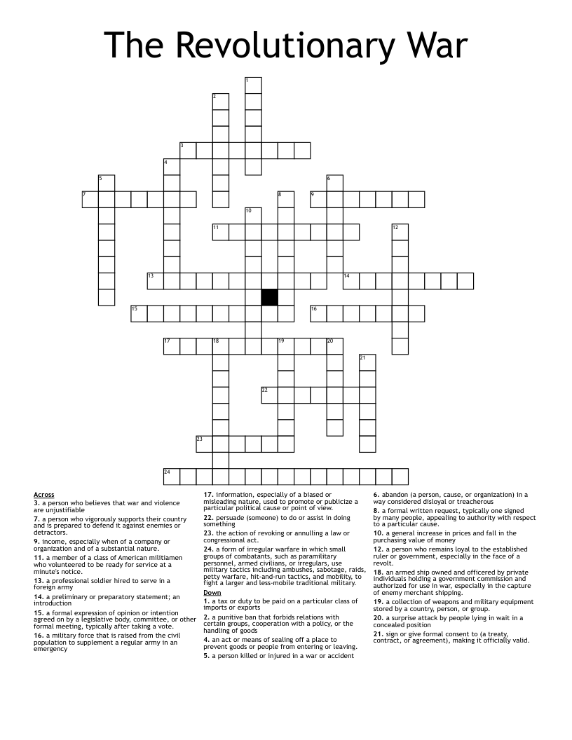 The Revolutionary War Crossword
