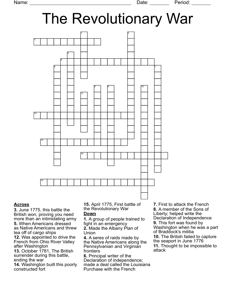 The Revolutionary War Crossword