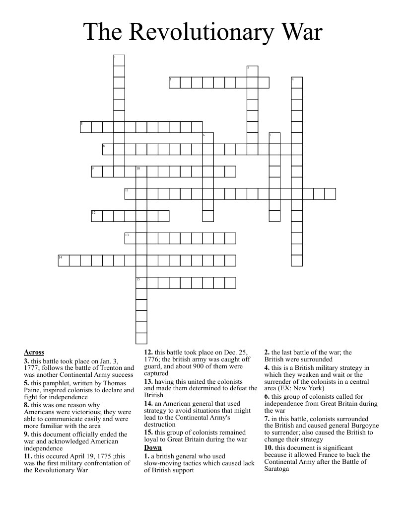 The Revolutionary War Crossword