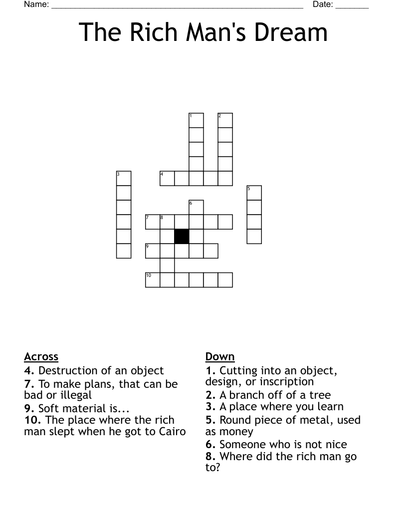 The Rich Man's Dream Crossword