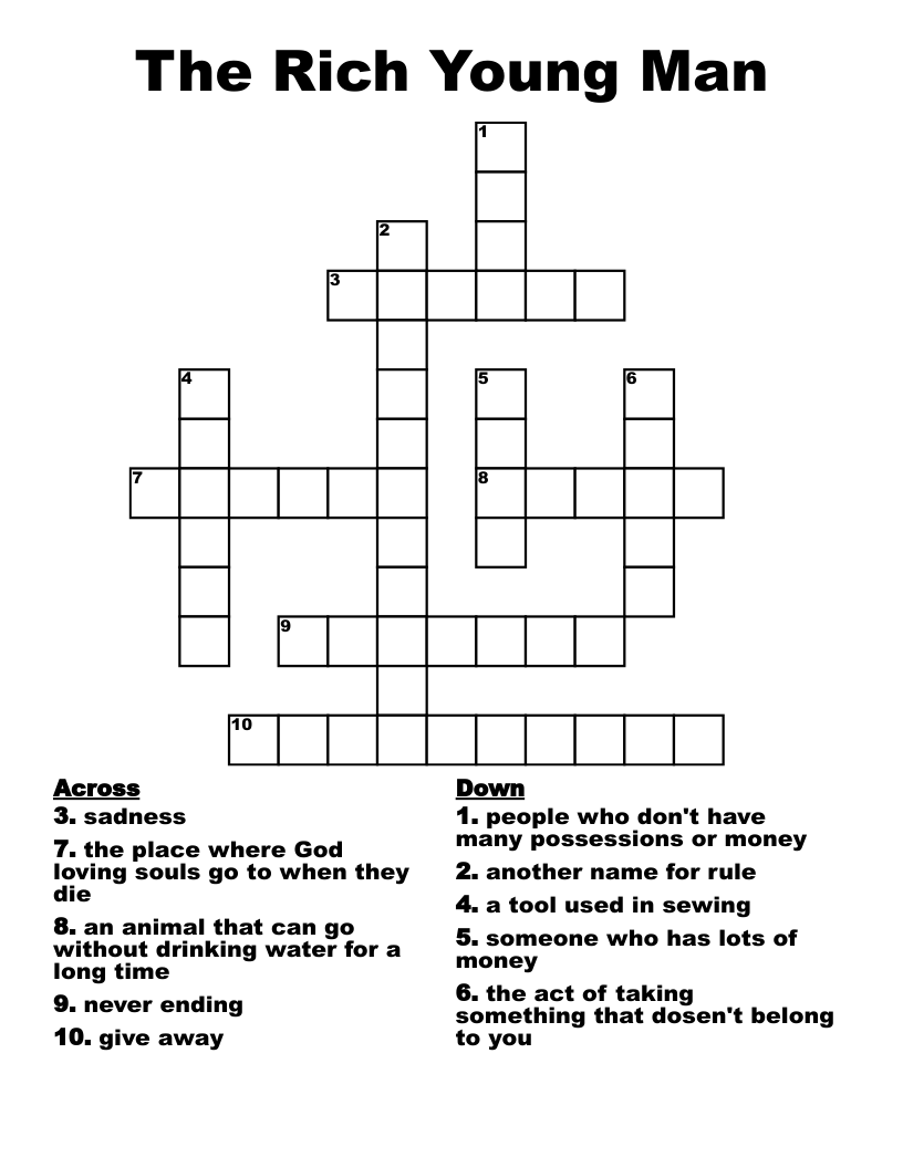 The Rich Young Man Crossword