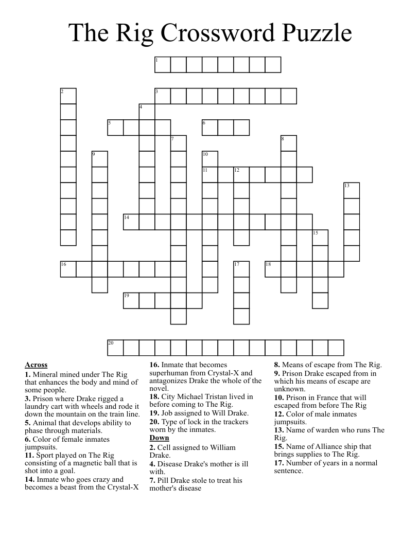 The Rig Crossword Puzzle