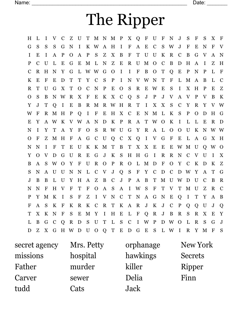 The Ripper  Word Search