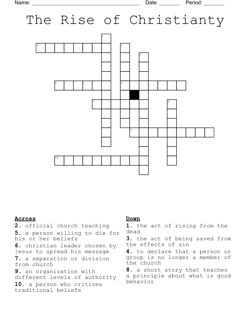 The Rise of Christianty Crossword