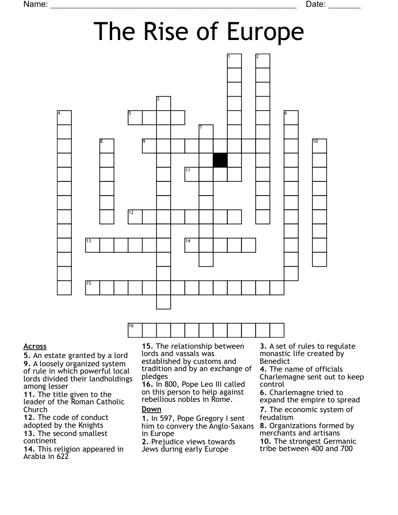 The Rise of Europe Crossword