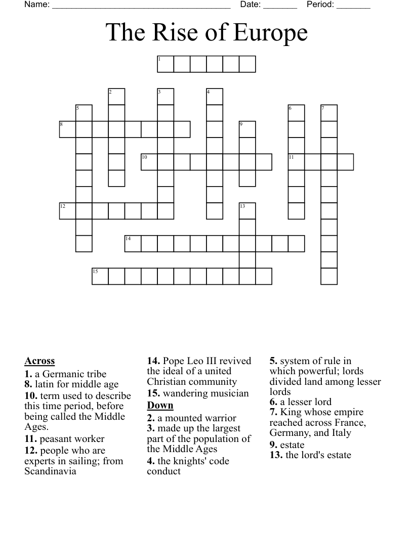 The Rise of Europe Crossword