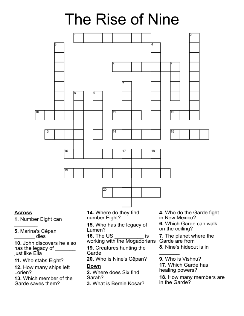 The Rise of Nine Crossword