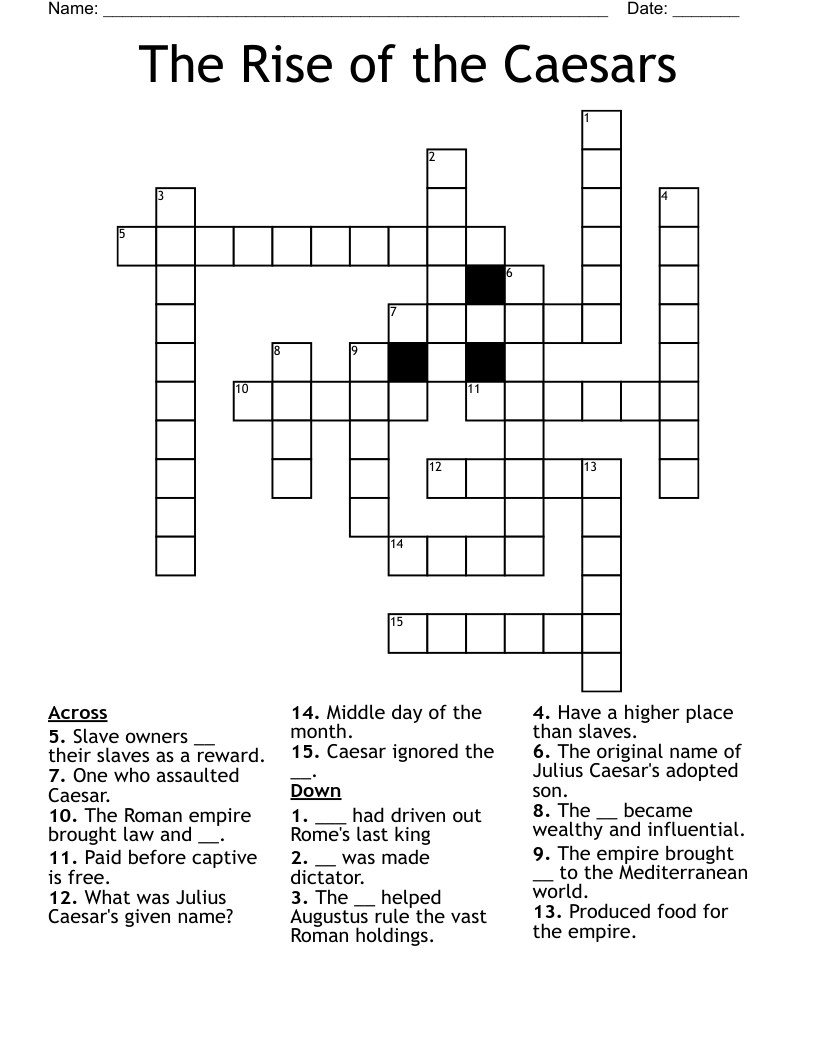 The Rise of the Caesars Crossword