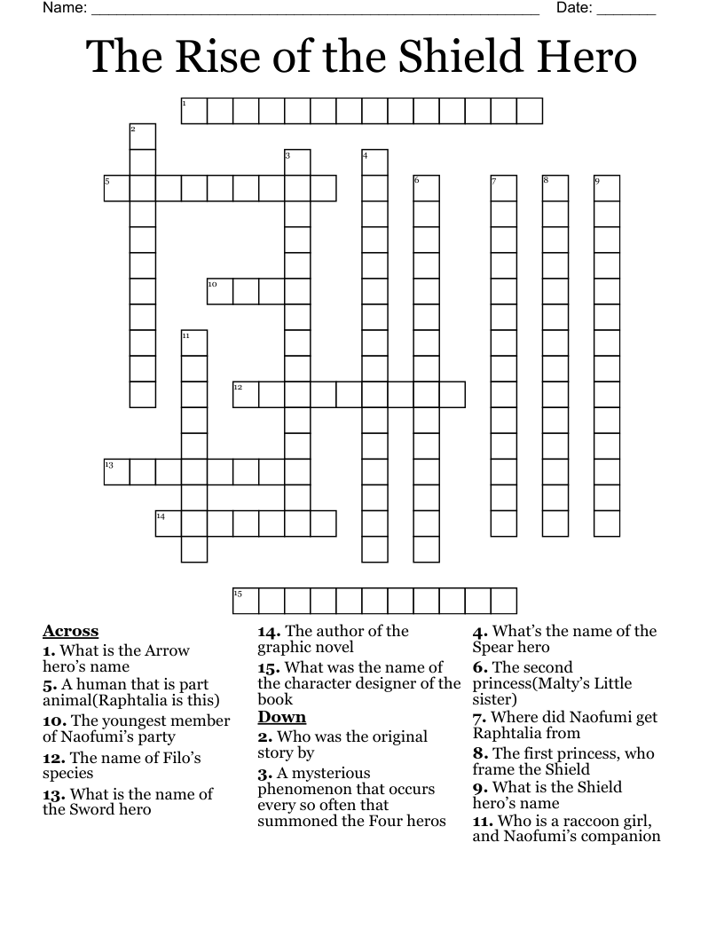 The Rise of the Shield Hero Crossword