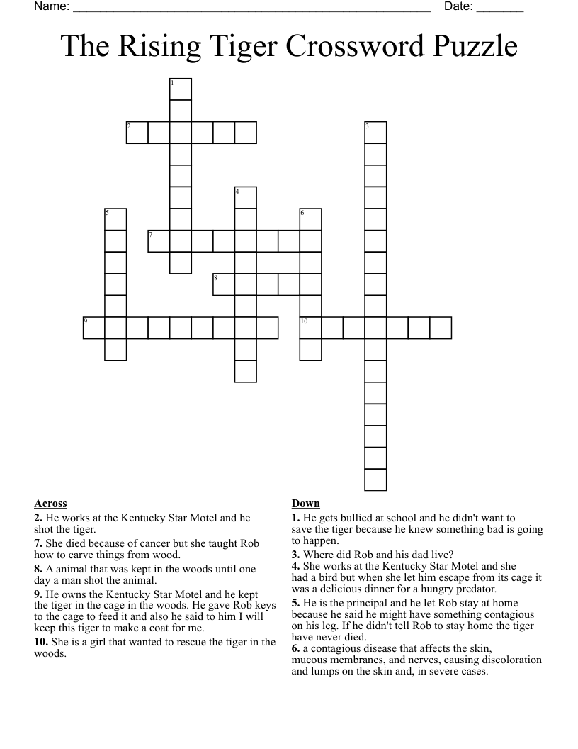 The Rising Tiger Crossword Puzzle