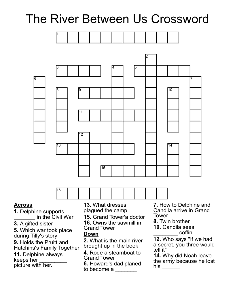 The River Between Us Crossword 