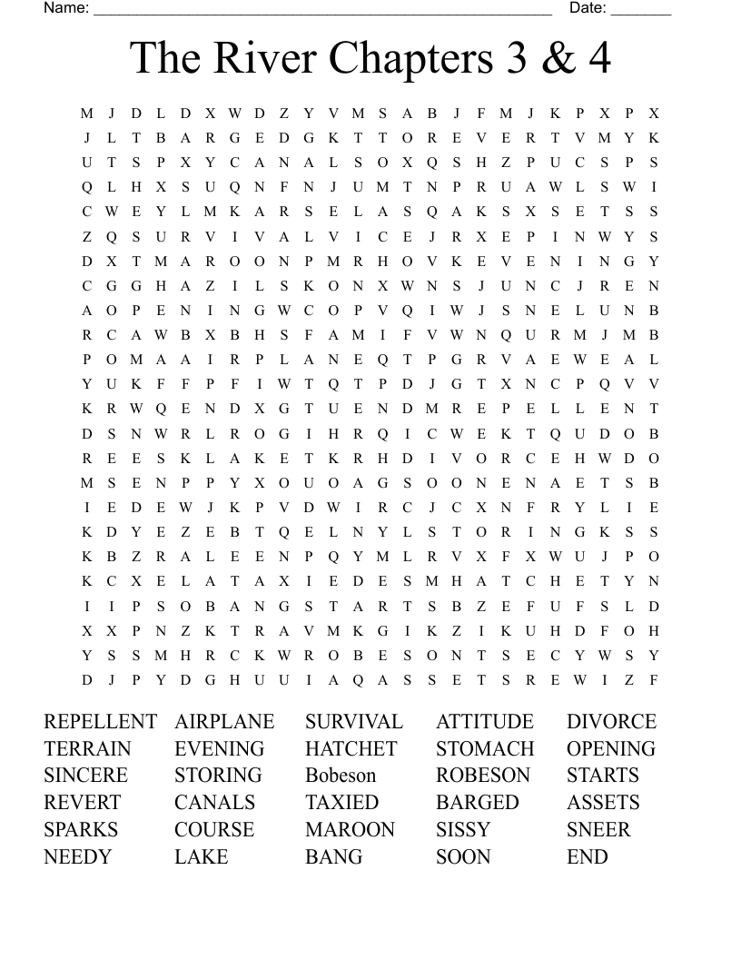 The River Chapters 3 & 4 Word Search