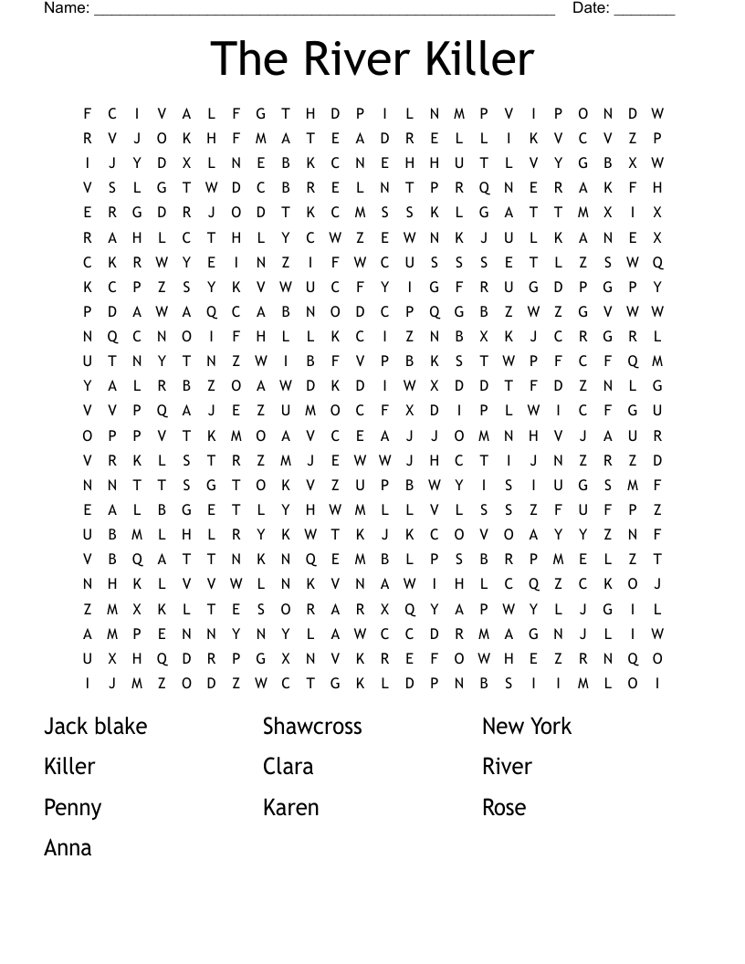 The River Killer Word Search