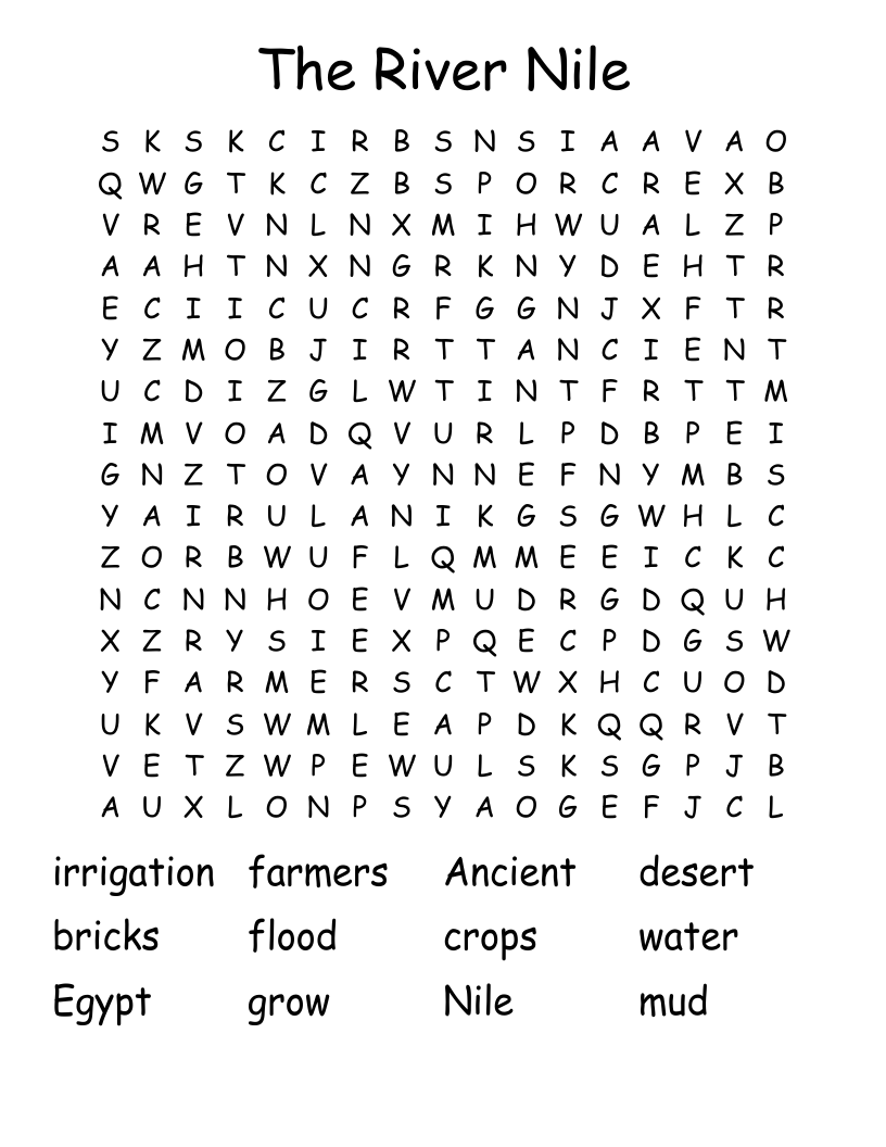 The River Nile Word Search