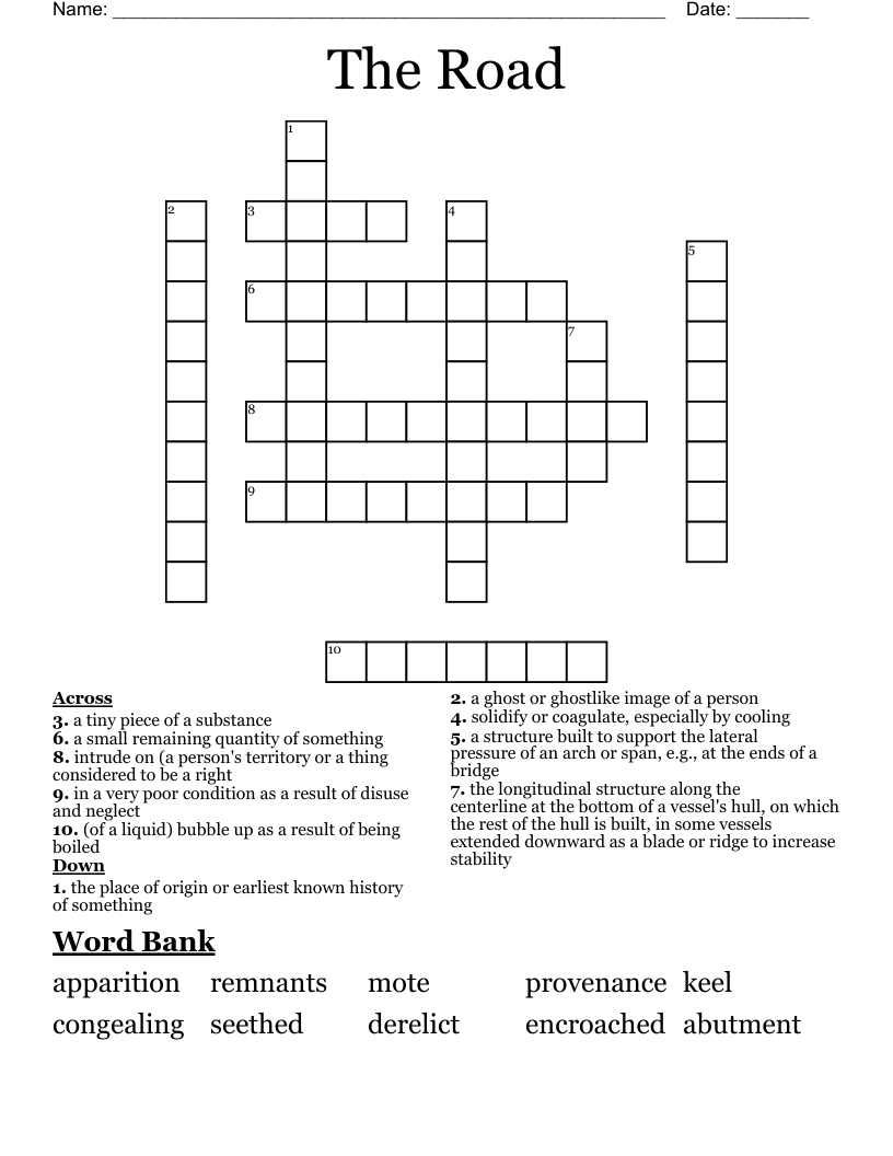 The Road Crossword