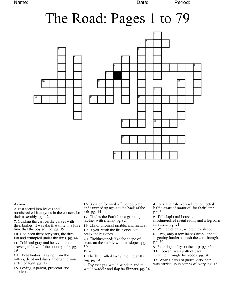 The Road: Pages 1 to 79 Crossword