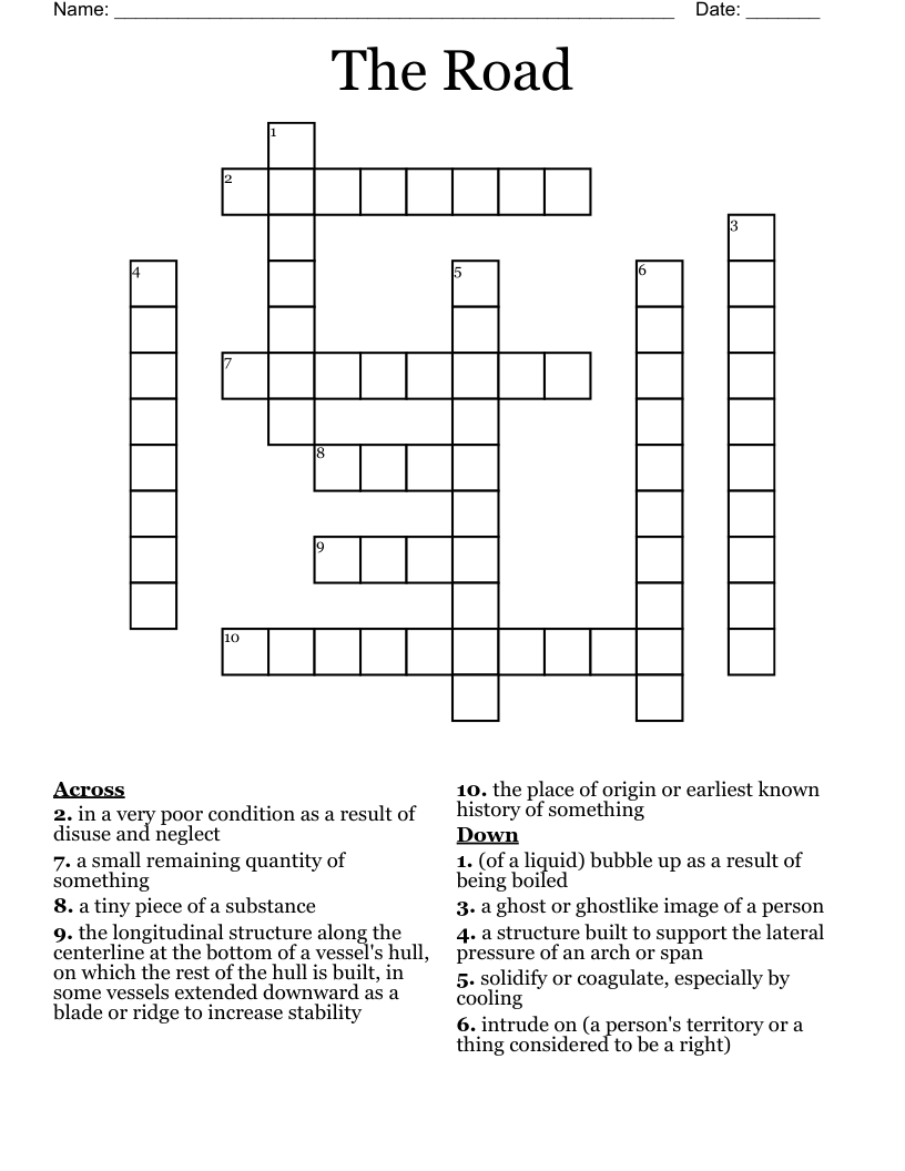 The Road  Crossword