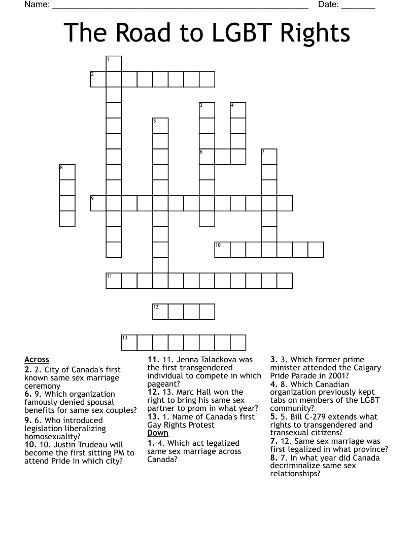The Road to LGBT Rights Crossword