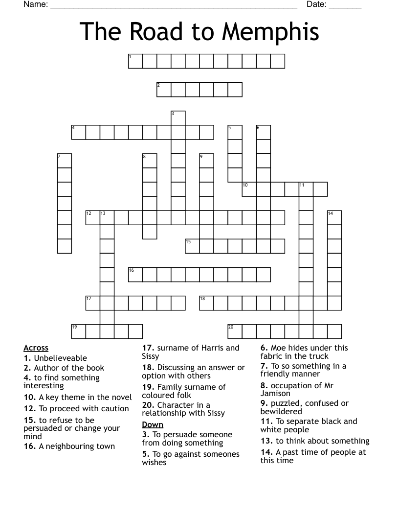 The Road to Memphis Crossword
