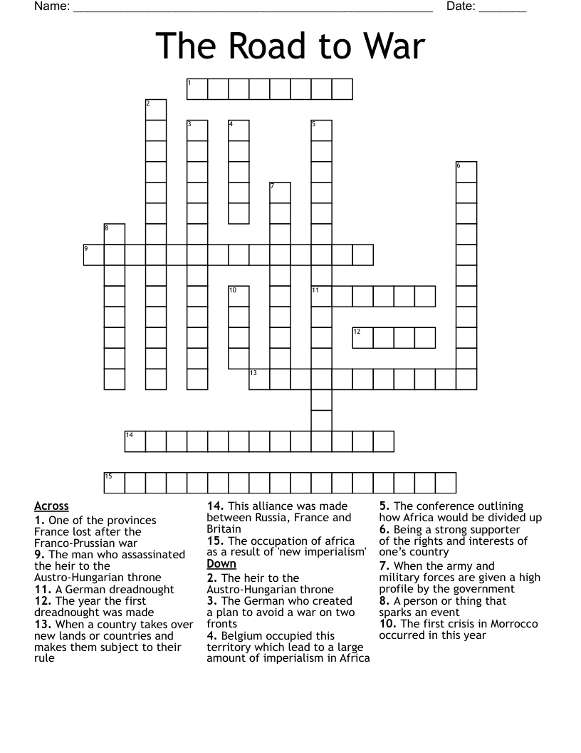 The Road to War Crossword