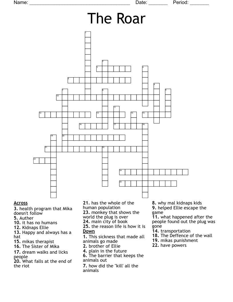The Roar Crossword
