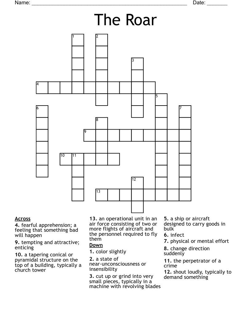 The Roar Crossword
