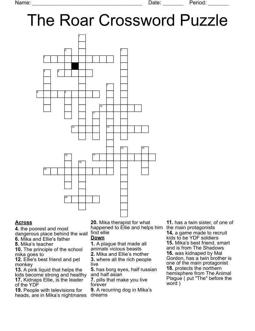 The Roar Crossword Puzzle