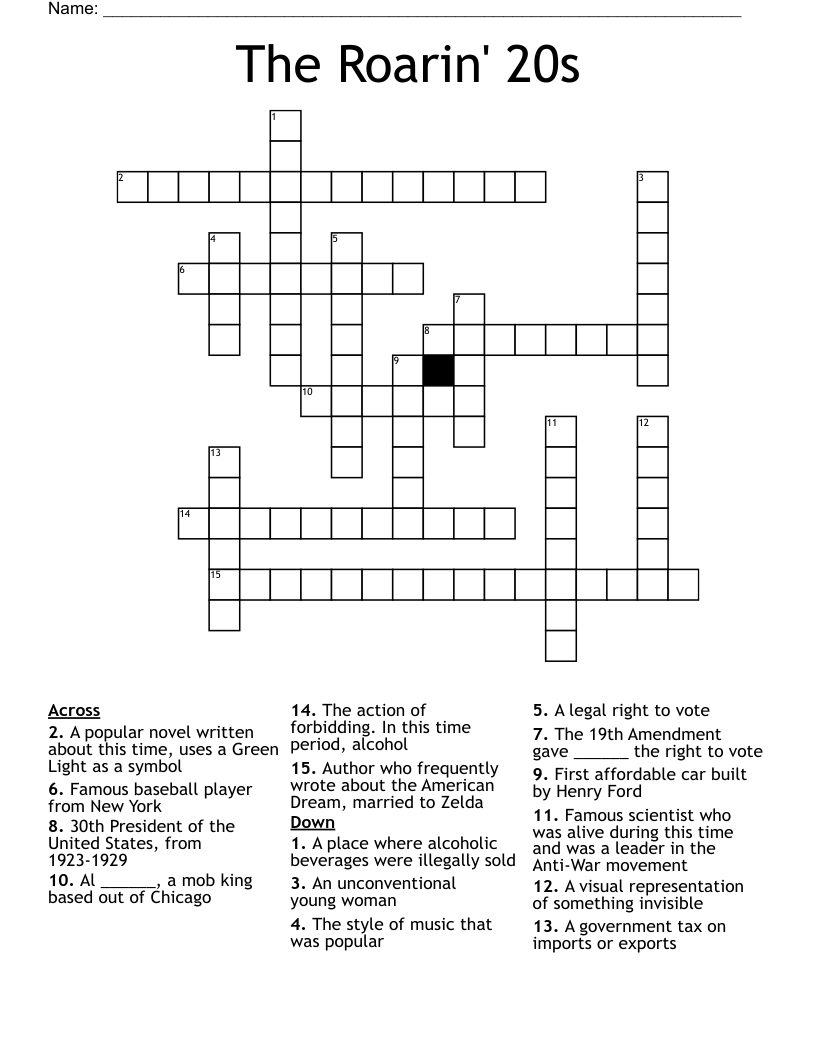 The Roarin' 20s Crossword